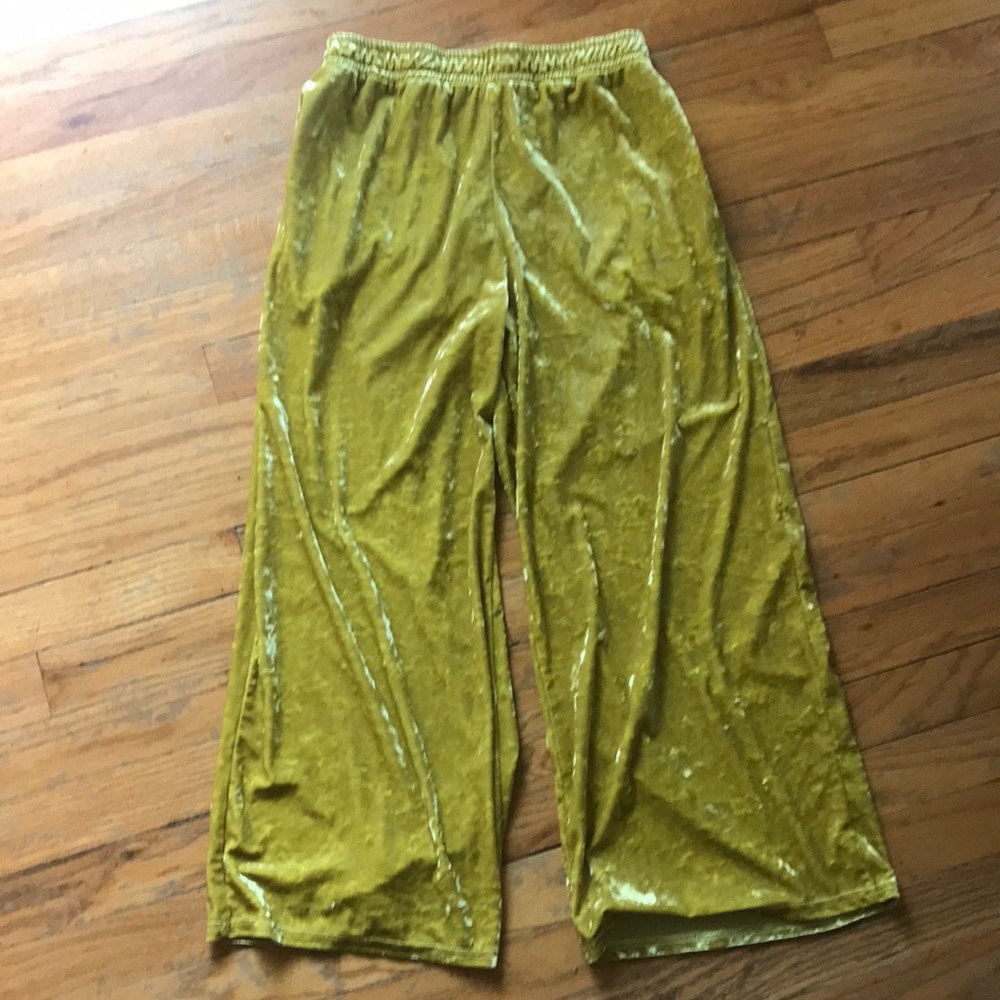 Gold / yellow Crushed velvet pants